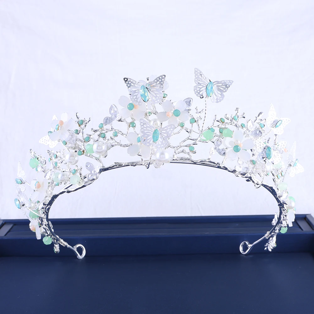 Luxury Wedding Crown Butterfly Crystal Bridal Tiara Sliver Alloy Queen Headpiece For Wedding Banquet Jewelry Hair Accessories