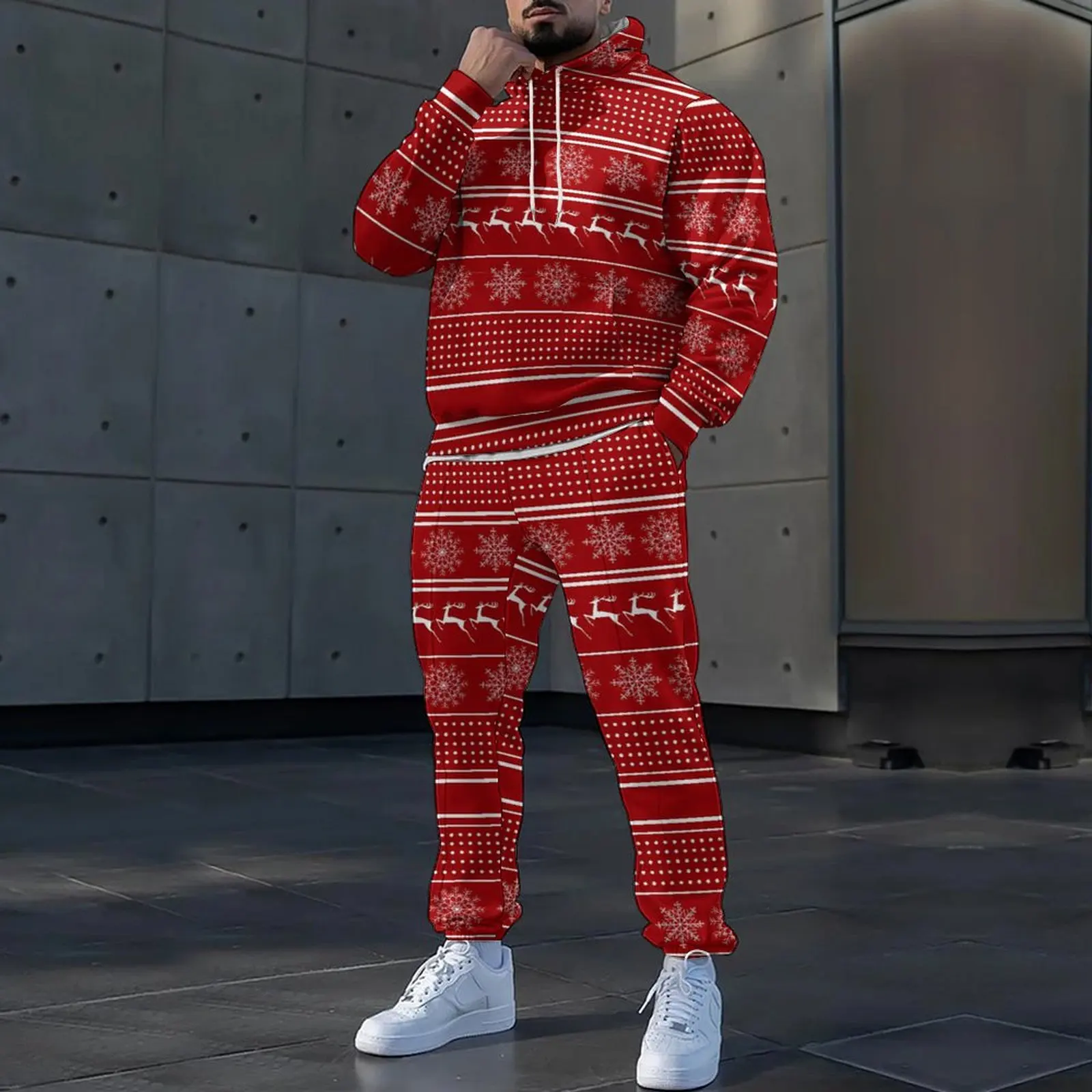 Autumn Mens Sweatshirt Pants Set Sportwear Tracksuit