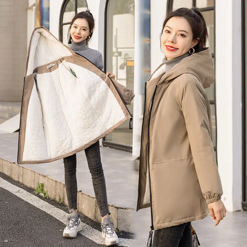 

New Women Winter Jacket 2023 Cotton Padded Slim Fit Hooded Coat Parkas Outwear T286