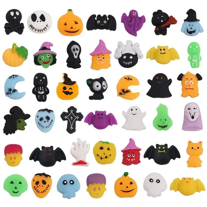 50Pcs Halloween Mochi Squishy Toy Gifts Kids Halloween Party Favors Trick or Treat Goodie Bag Pumpkin Bucket Filler School Prize