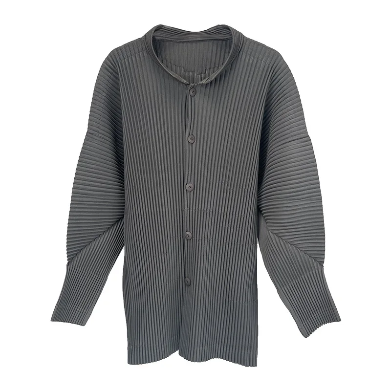 Pleats Original Pleated Jacket Men's Casual 2024 Spring And Fall Jacket Long-sleeved Stand-up Collar Pleated Tops Men's Clothing 5