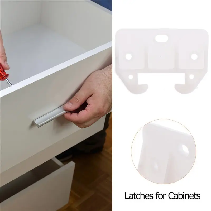 10pcs Plastic Drawer Track Guides Slides Replacement Furniture Parts Drawer Guides Latches for Cabinets(White)