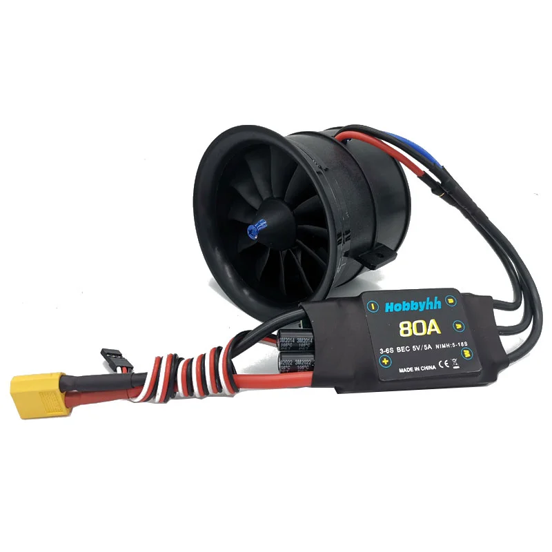

Вентилятор Hobbyhh 80A ESC EDF 70 мм, 12 лезвий 4S 3400KV