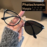 2025 Fashion Cat Eye Photochromic Myopia Glasses for Women Outdoor Color Changing UV Protection Sunglasses Near Sight Eyeglasses 1