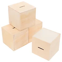  4 Pcs Children's Piggy Bank Wooden Change Container Kids Money Boxes Multi-function Saving Banks for Coin Case 1