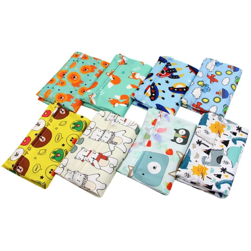 Diaper Bag Baby Cartoon Print Wet Dry Nappy Zipper Handbag Stroller Carry Pack Travel Outdoor Storage