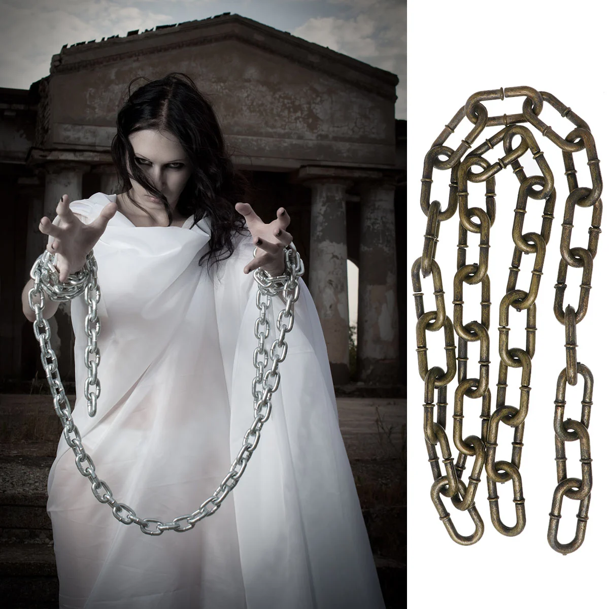 

1/2M Halloween Simulation Chain Plastic Shackles Barrier Chain Performance Stage Props Party Layout Decoration