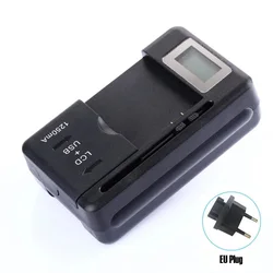Universal Mobile Battery Charger with LCD Indicator and USB Port - Compatible with 32 - 55mm Batteries (US/UK/EU Plug) (EU TYPE)