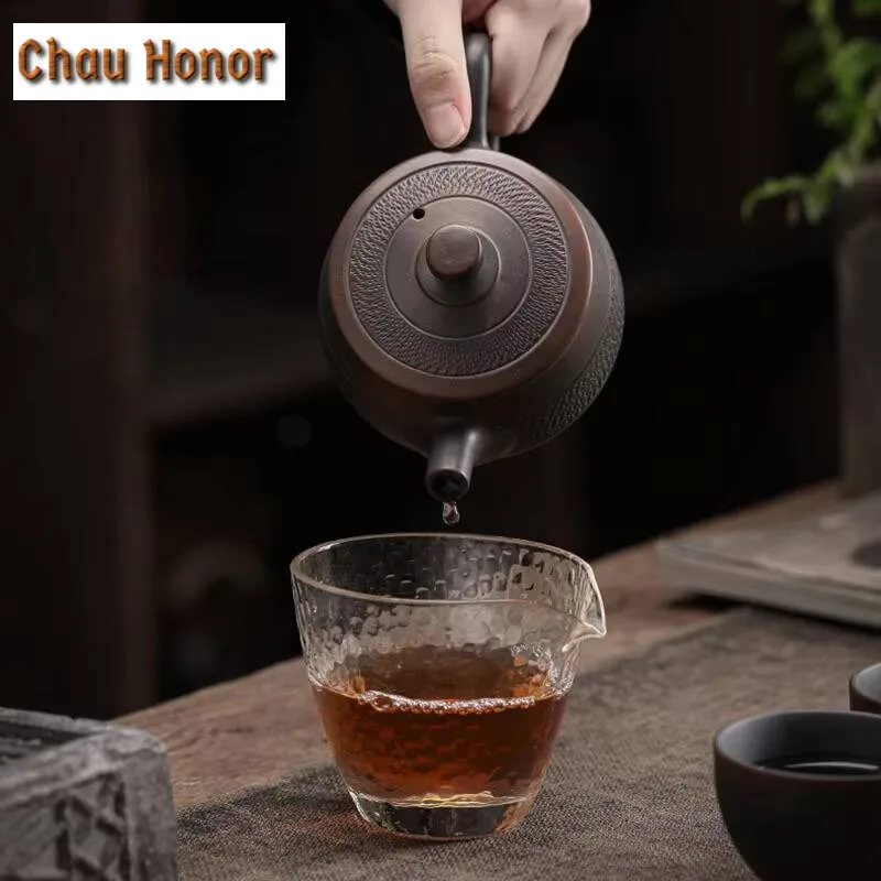230ml Qingxi Purple Pottery Teapot Handmade Home Kung Fu Tea Set Unglazed Polished Iron Tire Single Pot Tea Ceremony Drinkware