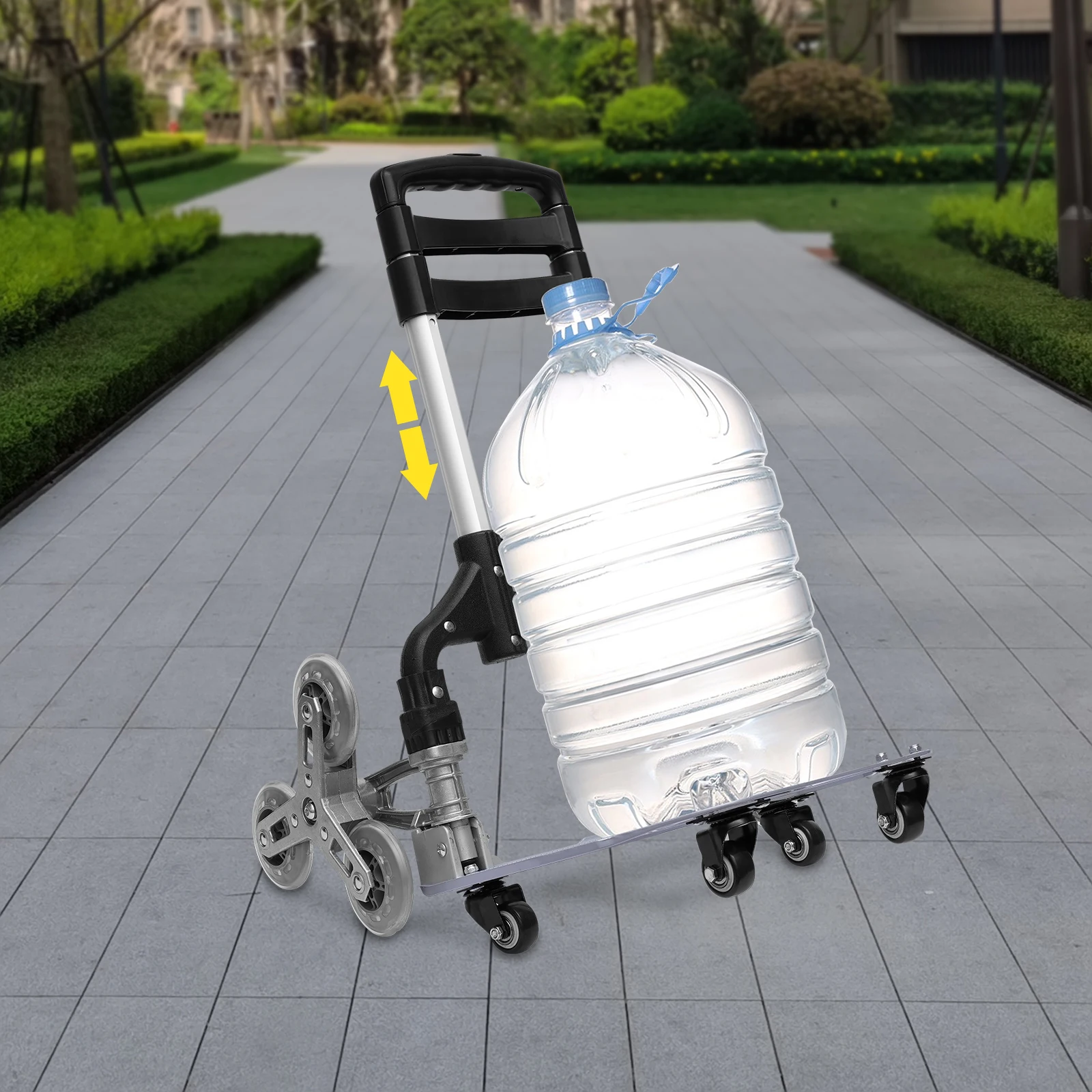 4 Small Wheels Black Folding Trolley Aluminum Alloy Wheel Frame With Cloth Bag Crystal Wheels To Carry Goods Deliveries
