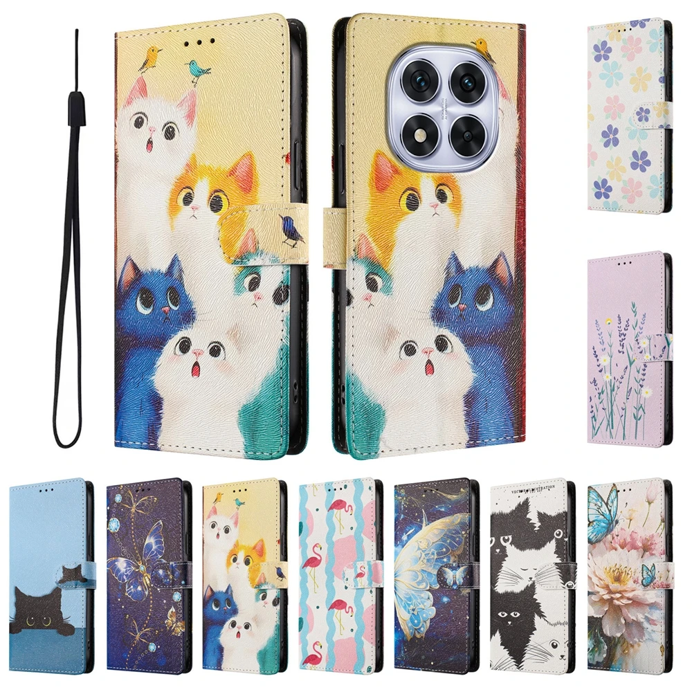 Butterfly Printed Cartoon Leather Wallet Flip Case - Stylish Phone Book Cover