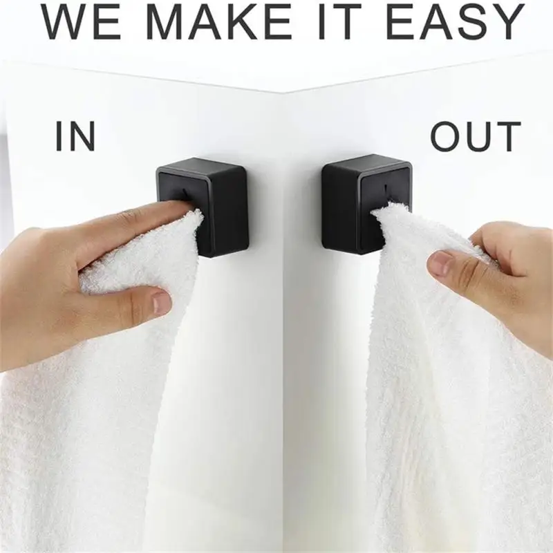 Towel Holder Free Punch Self Adhesive Rag Dishcloth Clip Towel Wall Hanger Hooks Kitchen Bathroom Rack Storage Organizer Towel Rack Towel Hooks Towel Holder