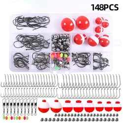 148 Sets of Sub-floating Set, Double Back Stab Long Handle Hook, Cuttlefish Hook Connector, Float Retaining Bead Fishing Tool
