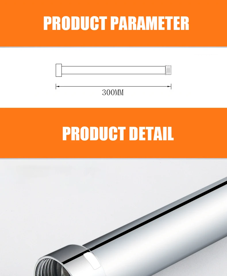 Description Picture 6 of itemShower Extension Rod Bathroom 30cm Round Bath Rail Bar Wall Mount Slide Tube Pole Stainless Steel Showers Spare Part Accessories