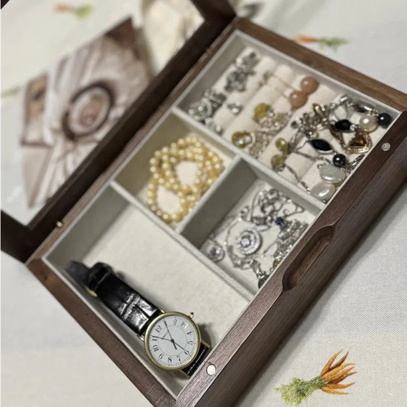 맞춤형 공장 가격 챔피언십 반지 6 슬롯 우드 그레인 탑 디스플레이 박스 반지 보석