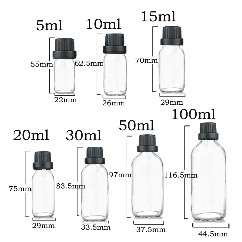 Refillable Amber Glass Bottles for Essential Oils - Set of 6 with Droppers and Caps