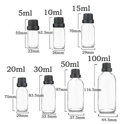 Refillable Amber Glass Bottles for Essential Oils - Set of 6 with Droppers and Caps (Clear bottle)