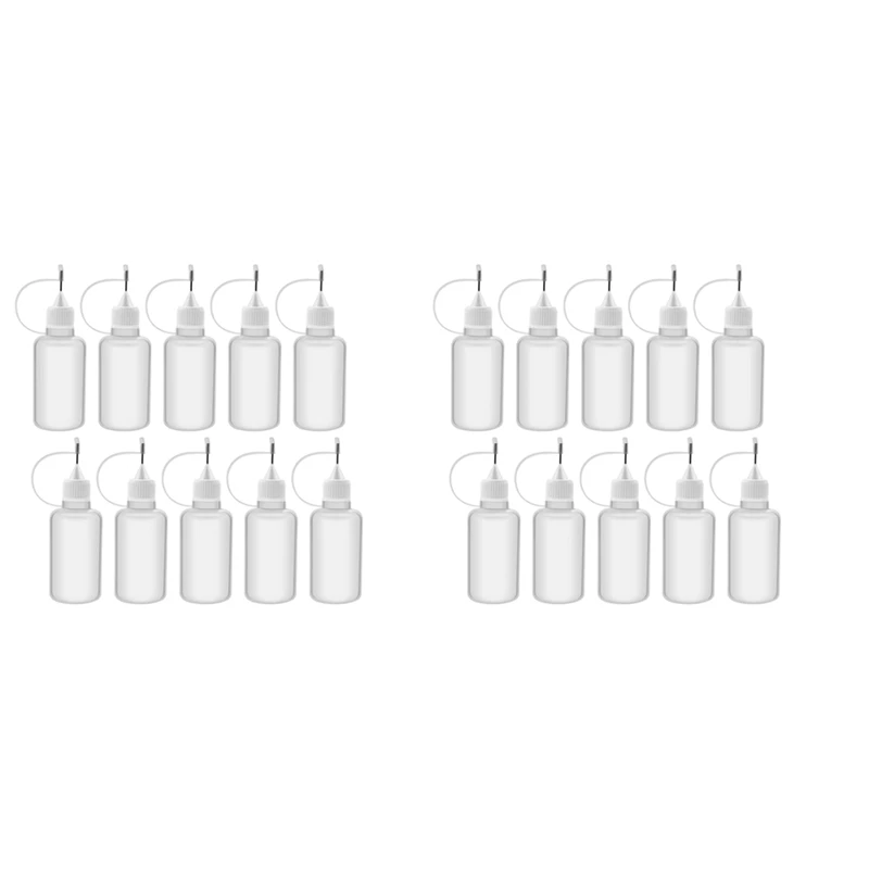 

20Pcs 30Ml Plastic Squeezable Tip Applicator Bottle Refillable Dropper Bottles With Needle Tip Caps For Glue DIY