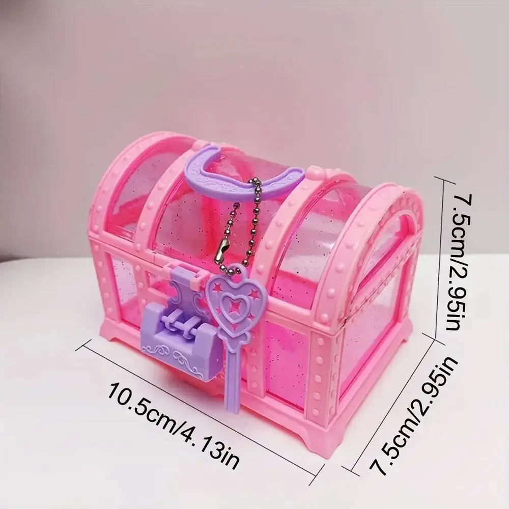 Retro Style Translucent Toy Box Mini Jewelry Box Girls Jewelry Box With Lock Case Container For Trinket Gifts Pretend Play Toy 6