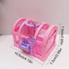 Retro Style Translucent Toy Box Mini Jewelry Box Girls Jewelry Box With Lock Case Container For Trinket Gifts Pretend Play Toy 6