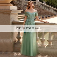 Sage Green Evening Dresses Off The Shoulder Backless Sweetheart Appliques Floor-Length Elegant Gowns Women For Wedding Party - Image 3