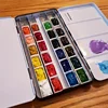 24PCS/Pack 3.6ML White/Clear Full Pans Color Plastic Empty Watercolor Paint Pans Full Pans Suit for DIY Metal watercolor Tin Box 3