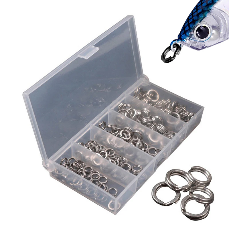 

200Pcs/Box Fishing Rings Stainless Steel Split Rings High Quality Strengthen Solid Ring Lure Connecting Ring Fishing Accessories