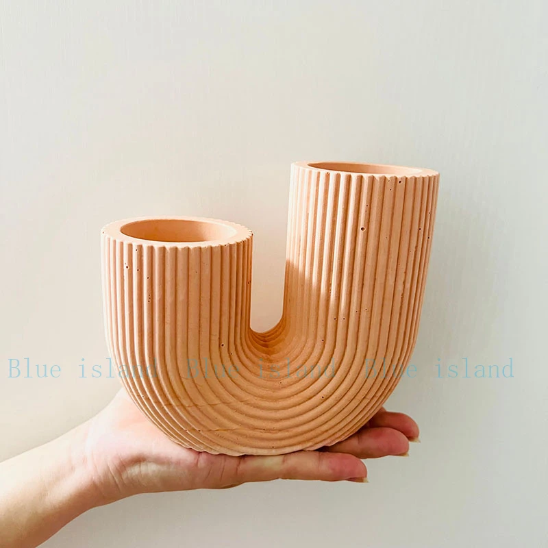 

Silicone Mold Jesmonite Art Ornament Making U Shaped Vase Mould DIY Home Decor Concrete Epoxy Gypsum Forms