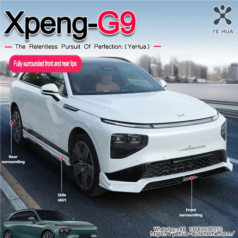 For Xpeng G9 -24 Front Shovel Side Skirt RearLip Modified Spoiler Black ABS Body Kit Car Accessories