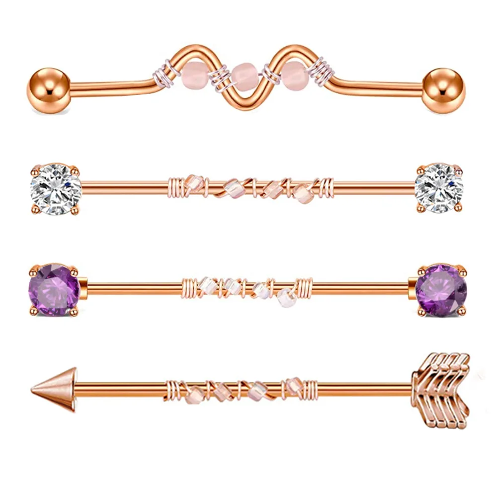 Piercing Jewelry Body Piercing Earrings Ear Piercing Jewelry 9PC Stainless Steel Heart Industrial Piercing Set