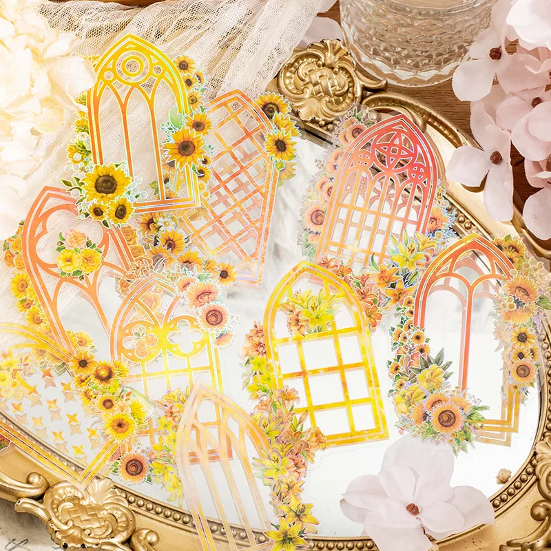 10 Pcs Vintage Window Frame Collage PET Stickers Pack DIY Diary Junk Journal Decoration Card Making Sticker Album Scrapbooking