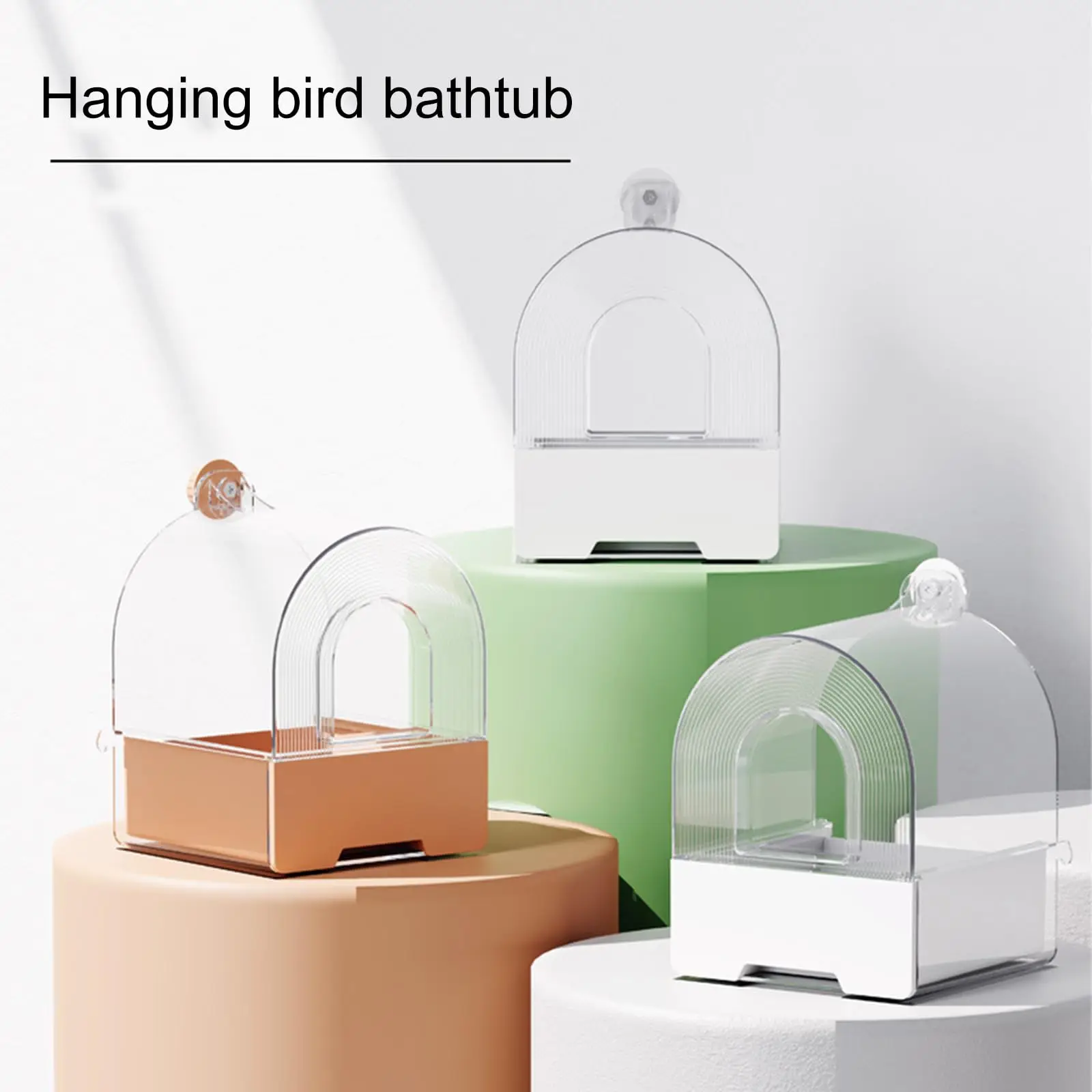 Clear Parrot Bathtub Shower Box Bird Bathtub with Screw Hooks Hanging Bird Bath Bowl House For Small and Medium Birds