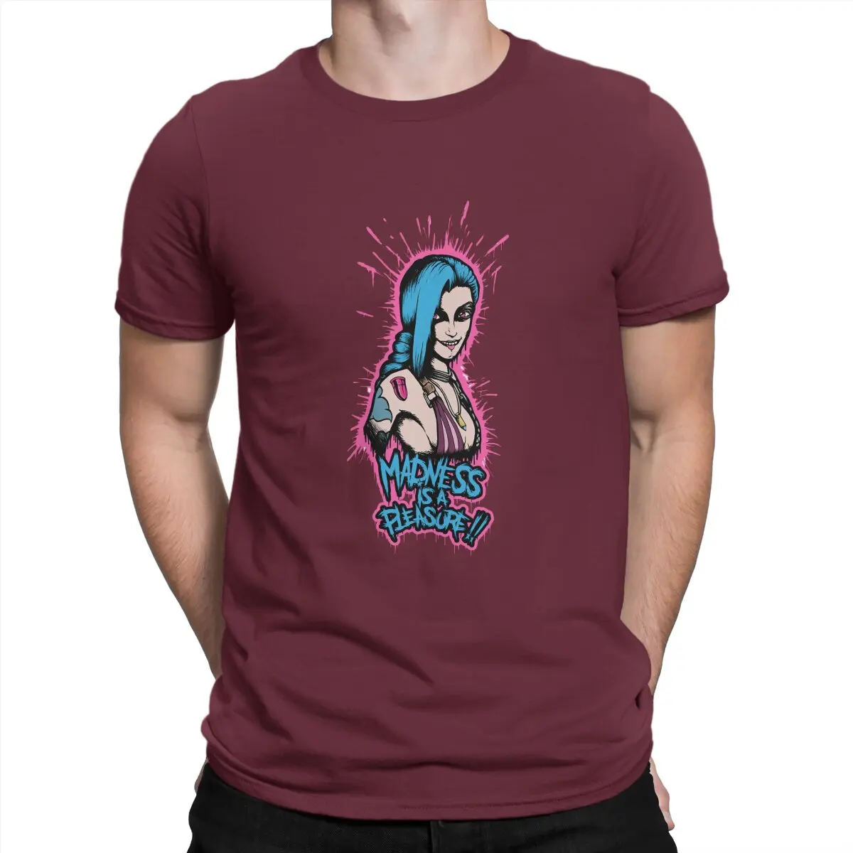 thumbnail image 1 of Impresionantes camisetas Jinx Madness para hombre, de algodón, con cuello redondo, de Arcane League of Legends, LOL Game, de manga corta, para fiestas., 1 of 7