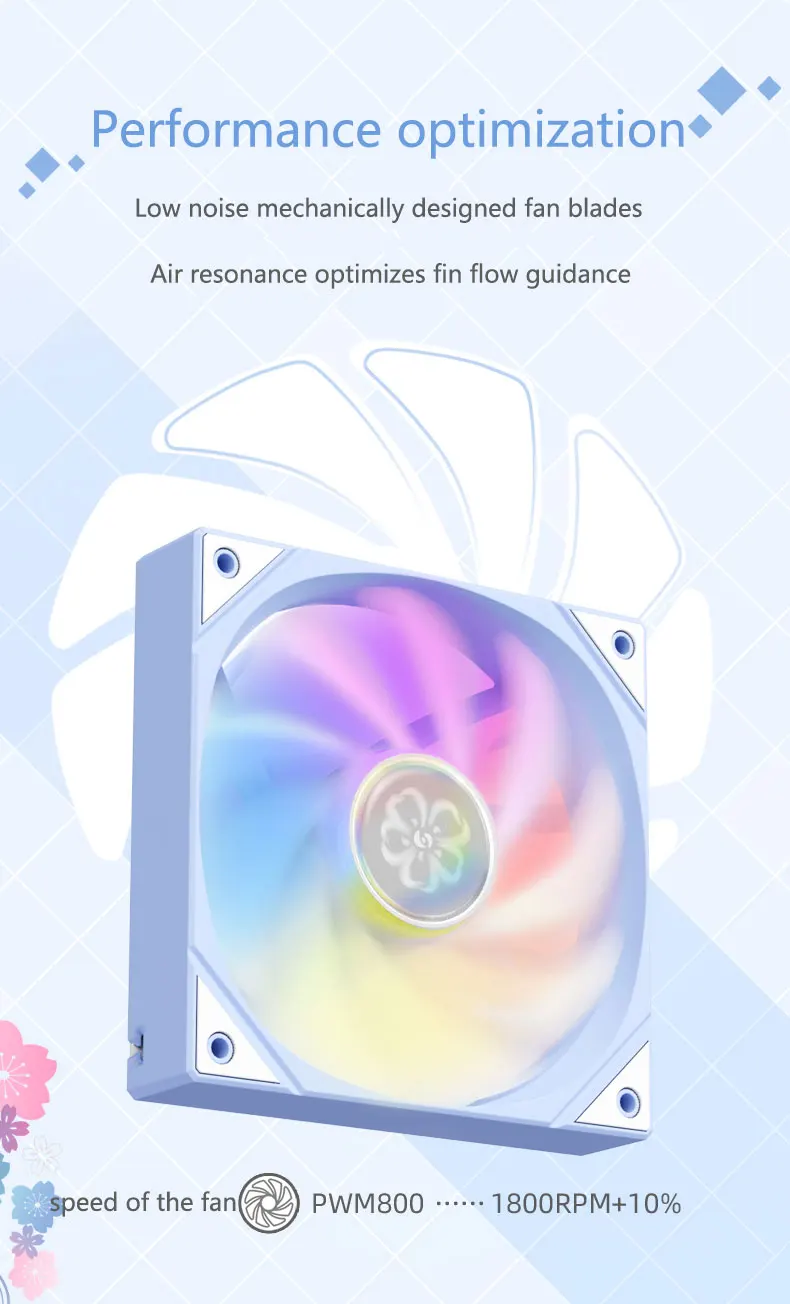 Description Picture 4 of itemZEAGINAL YESTON YT-120 Chassis cooling fan 120x120x25mm/800~1800RPM The Cherry pupil flower marries theme