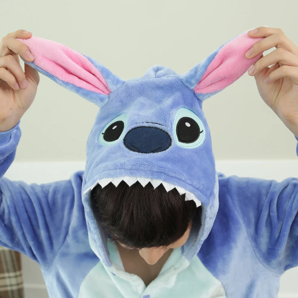 MINISO Kigurumi Stitch Costumes Onesies Monster Cosplay Pajamas Adult Pyjamas Animal Sleepwear Jumpsuit