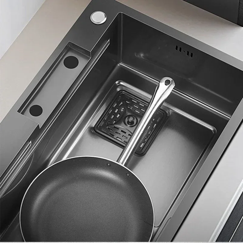 304 Stainless Steel Household Multi-functional Nano Kitchen Waterfall Sink Vegetable Basin Large Single Slot Accessories