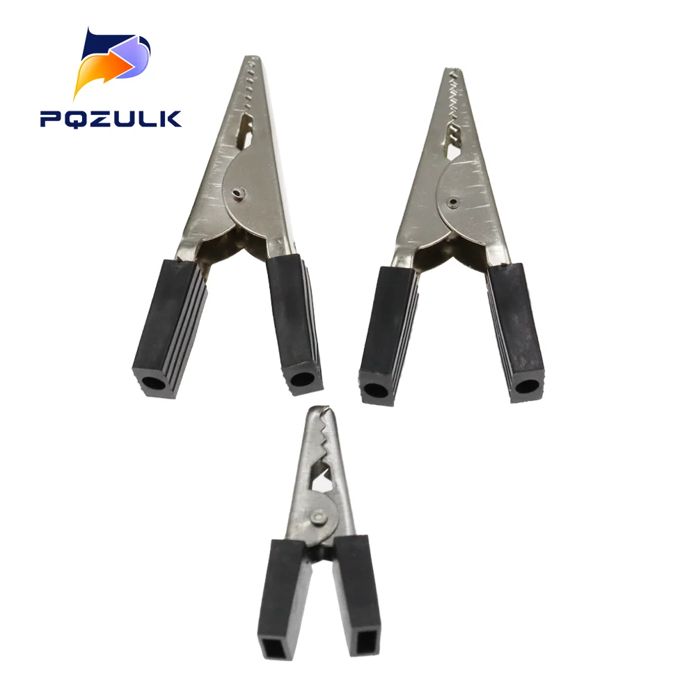 10PCS Insulated Crocodile Clips 35MM 50MM Plastic Handle Cable Lead Testing Metal Alligator Clips