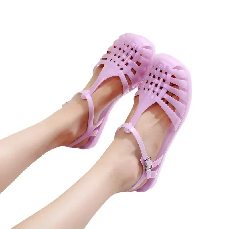 Women Beach Sandals Square Toe Casual Hollow Out Designer Shoes