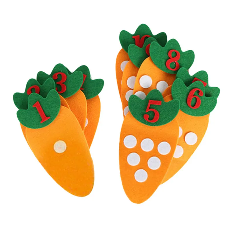 

1-10 Montessori Educational Toy Non-Woven Children'S Puzzle Handmade Diy Creative Toy Kindergarten Carrot Match Digital Teaching