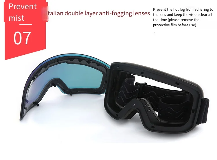 Ski Snowboard Goggles Women Men Skiing Eyewear Mask UV400 Snow Protection Over Glasses Adult Double Anti-Fog Lens Cylindrical 5