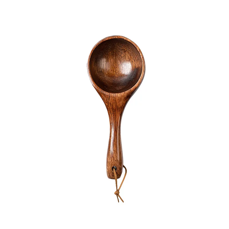 Wooden Scoop Spoon Creative Japanese Style Household Whole Wood Long Handle Dry Rice Spoon Practical Wooden Measuring Spoon Water Ladle