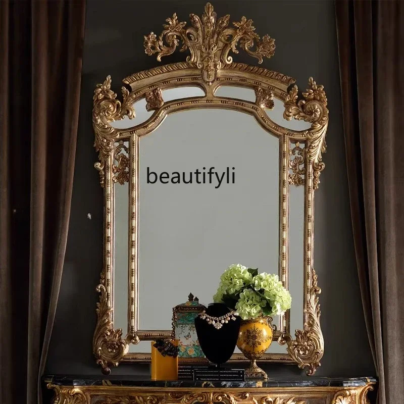 装飾的な金色の壁掛け鏡 zxオールドゴールド装飾ミラー、モデルルーム