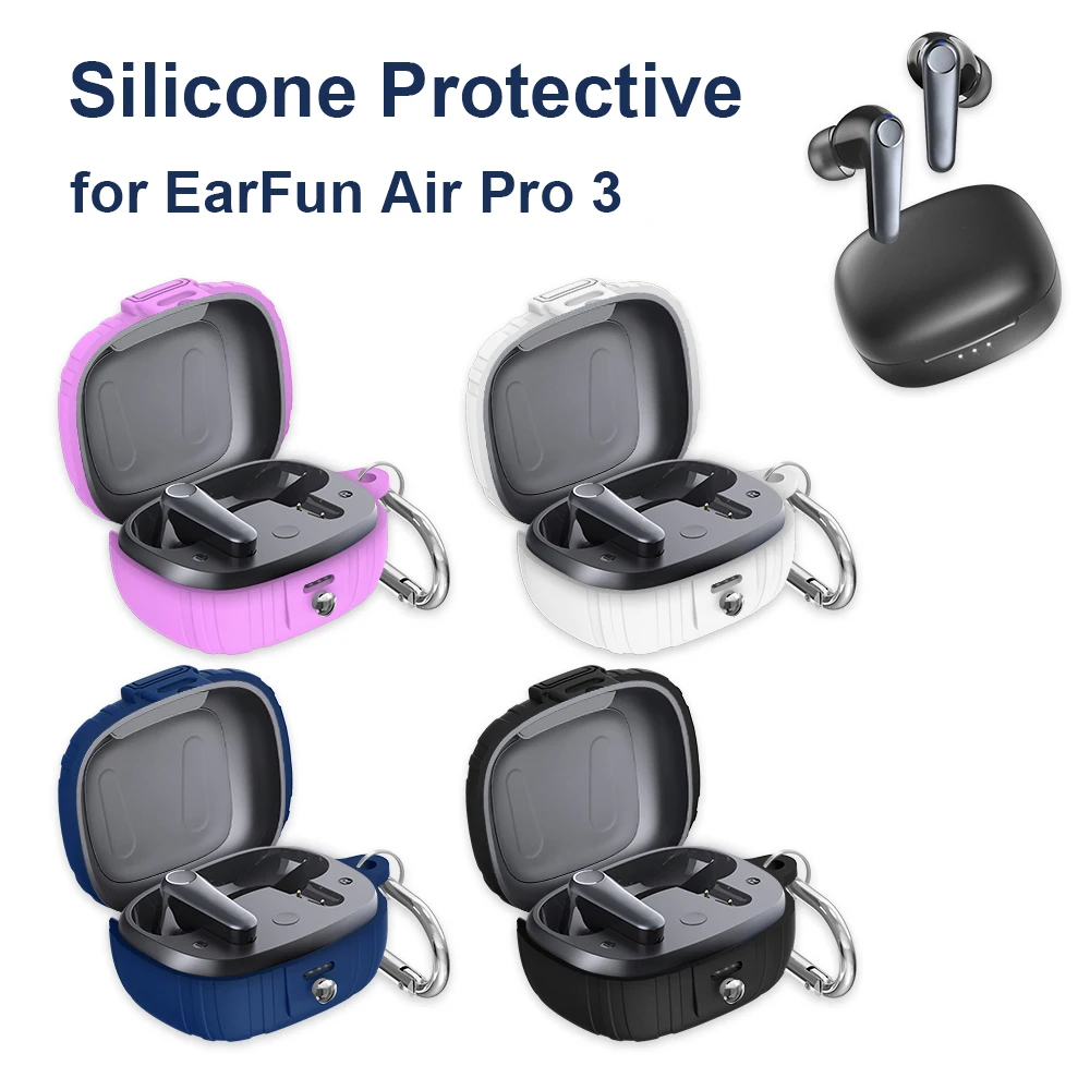 【EarFun Official】 Protective Case Cover for EarFun Air Pro 3, Soft Silicone  Protective Case with Keychain, Shock-Proof Silicone Skin Full Protective