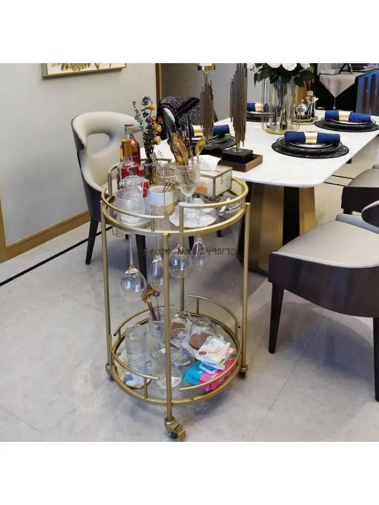 European style dining car trolley round household living room tea car showroom restaurant wine beauty shop hair salon tool