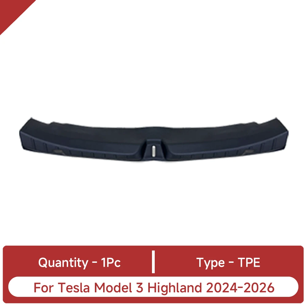 Für Tesla Model 3 Highland 2024-2026 Zubehör TPE Kofferraum-Einstiegsleistenabdeckung Hinterer Kofferraumschutz für Model 3 Highland