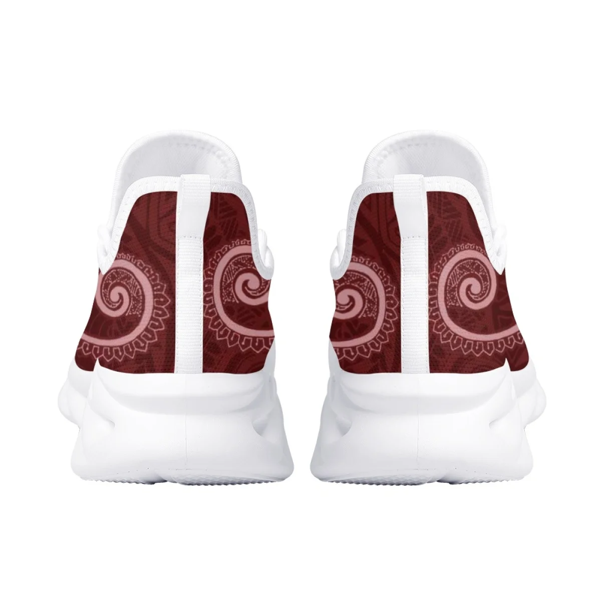 INSTANTARTS Lightweight Lace-up Sneakers Polynesian Hibiscus Print Round Toe Casual Mesh Swing Shoe Summer Mesh Cushion Footwear