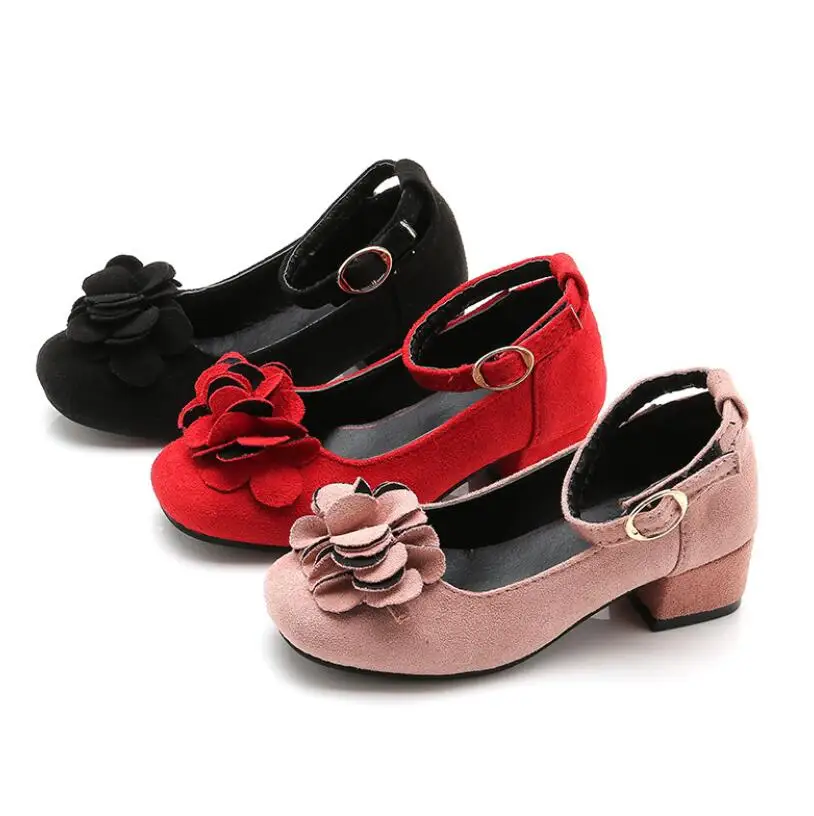 Kids Leather Shoes Girls Wedding Dress Shoes Children Princess Flower Leather Sandals For Girls Casual Dance Flat Sandals