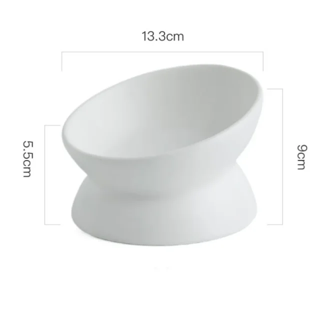 Elevated Cat Bowls Small Dog 15° Tilted Raised Food Feeding Dish Ceramics Stand Feeder for Cats and Puppy 6 Colors 3