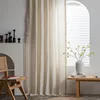 American Solid Color Waffle Curtain with Tassel Window Curtain Semi-shading Drapes for Living Room Bedroom Kitchen Door Drapes 3
