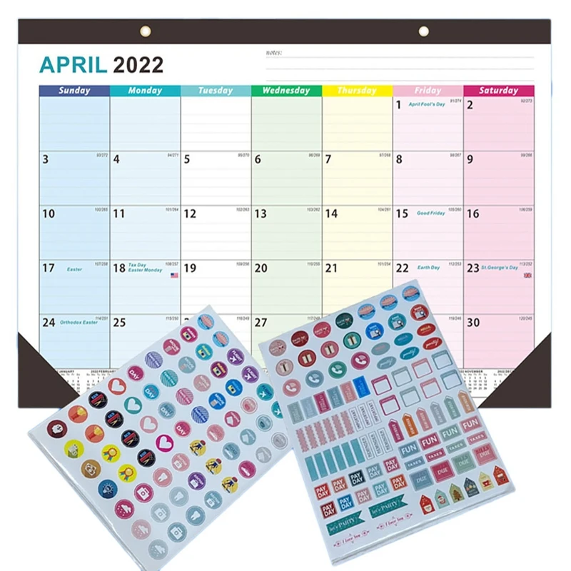 New-2022-2023 - 18 Monthly/wall Calendar, Large Colorful Ruled Blocks,  Desktop Calendar For Planning And Organizing - Desk Calendar - AliExpress
